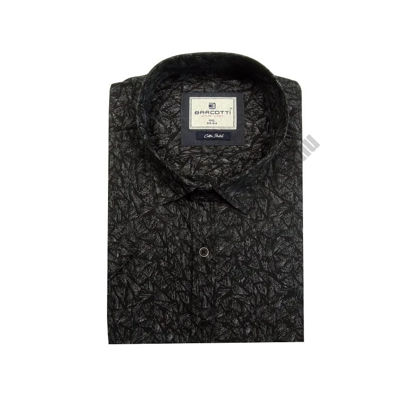 Vékony 6XL-9XL extra nagyméretű- B.Lost fekete, mintás férfi rövid ujjú ing prémium minőségű rugalmas pamut anyagból.Rendeljen online kényelmesen vagy jöjjön el személyesen üzletünkbe!