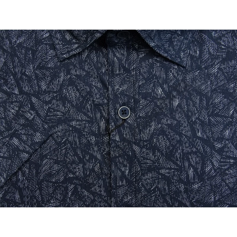 Vékony 6XL-9XL extra nagyméretű- B.Lost sötétkék, mintás férfi rövid ujjú ing prémium minőségű rugalmas pamut anyagból.Rendeljen online kényelmesen vagy jöjjön el személyesen üzletünkbe!2