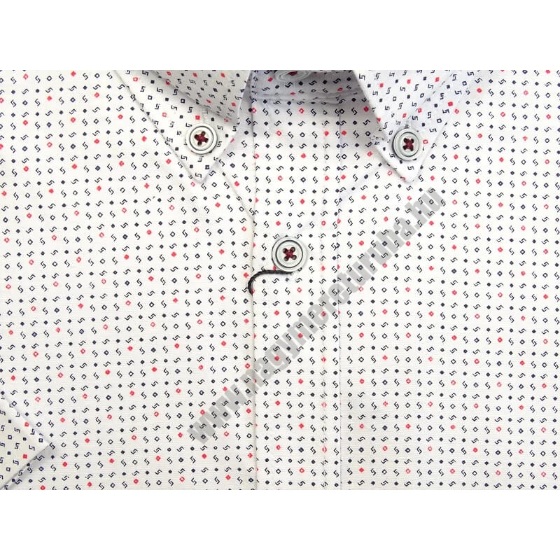 Rövid ujjú ing fehér bordó 7XL (extra nagyméretű)