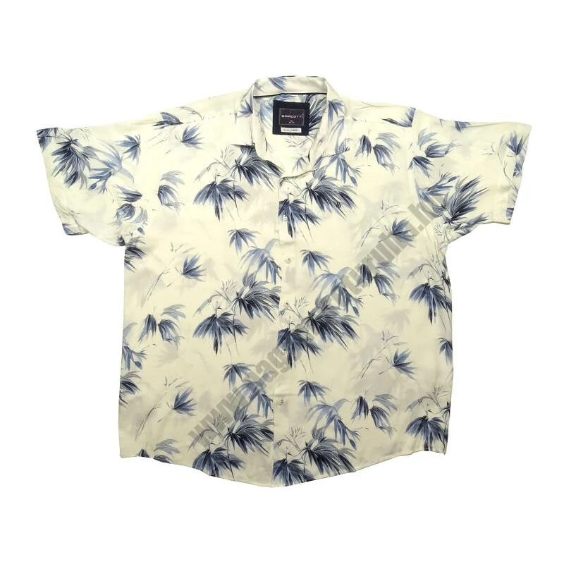 Nyári vékony nagy 2XL,3XL,4XL,5XL,6XL méretű férfi rövid ujjú viszkóz ing fehér alapon kék bambusz mintás.Rendeljen online gyors szállítással vagy jöjjön el személyesen üzletünkbe!2