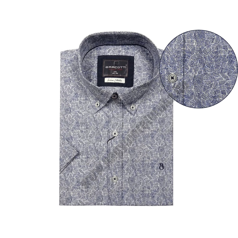 Nyári nagy 2XL,3XL,4XL,5XL,6XL méretű férfi rövid ujjú ing-B.Gin anyagában kék mintás. Prémium minőségű rugalmas pamut anyagból.Rendeljen online kényelmesen vagy jöjjön el személyesen üzletünkbe!