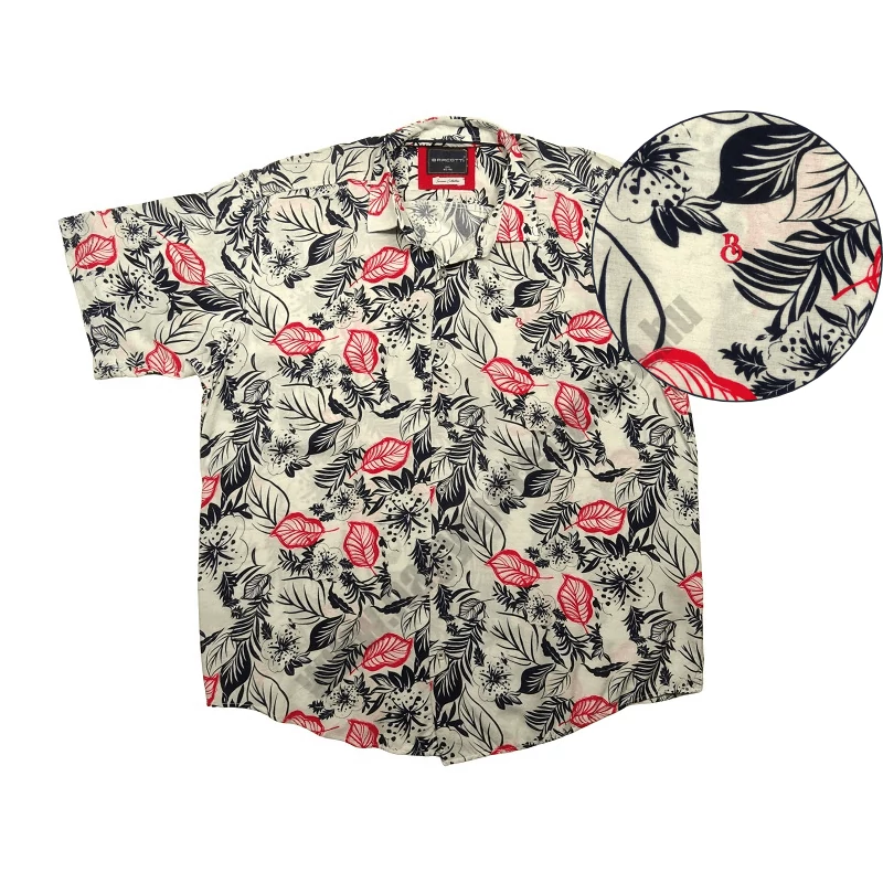 Nyári vékony nagy 2XL,3XL,4XL,5XL,6XL méretű férfi rövid ujjú viszkóz ing fehér alapon piros/sötétkék hawaii virág mintás.Rendeljen online gyors szállítással vagy jöjjön el személyesen üzletünkbe!