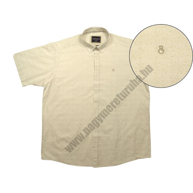 Nagy 2XL-6XL méretű férfi rövid ujjú vászon ing-B.Homok mintás, legombolható gallérral. Prémium minőségű vékony pamut anyagból.Rendeljen online kényelmesen vagy jöjjön el személyesen üzletünkbe!