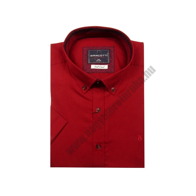 Nagy 2XL-6XL méretű B.Just bordó férfi rövid ujjú ing prémium minőségű rugalmas pamut anyagból.Rendeljen online kényelmesen vagy jöjjön el személyesen üzletünkbe!