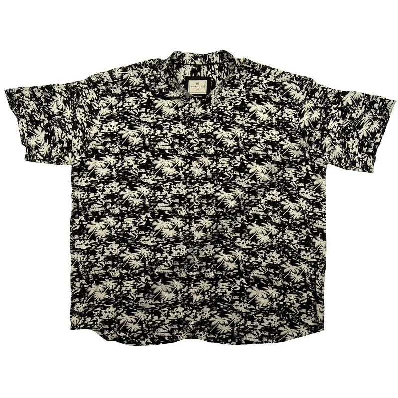 Nyári vékony extra nagyméretű férfi rövid ujjú viszkóz ing 6XL, 7XL, 8XL, 9XL méretekben. Fekete alapon fehér pálmafa mintás, hawaii stílusú.Prémium minőségű 100% viszkózból.Rendeljen online kényelmesen vagy jöjjön el személyesen üzletünkbe!2