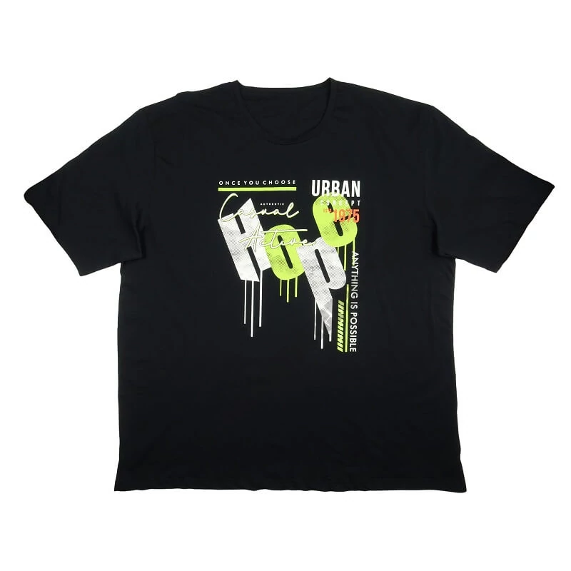 7XL,8XL,9XL,10XL méretű R.Sötétkék Hope férfi extra nagyméretű rövid ujjú póló nyomott felirattal, 100% prémium pamutból. Rendeljen kényelemesen, gyors szállítással!1