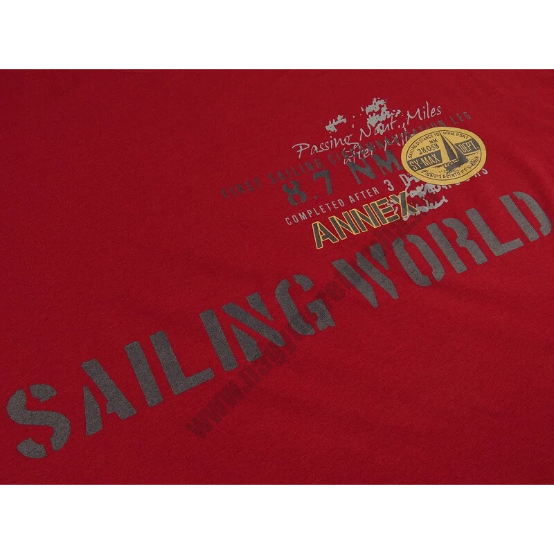 7XL-A.Sailing bordó extra nagyméretű férfi rövid ujjú póló nyomott felirattal, 100% prémium pamutból. Rendeljen kényelemesen, gyors szállítással!2