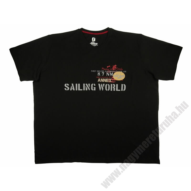 7XL-Extra nagyméretű A.Sailing fekete férfi rövid ujjú póló nyomott felirattal, 100% prémium pamutból. Rendeljen kényelemesen, gyors szállítással!1