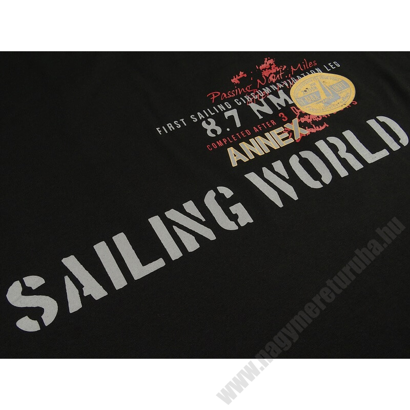 7XL,8XL,9XL,10XL méretű A.Sailing fekete extra nagyméretű férfi rövid ujjú póló nyomott felirattal, 100% prémium pamutból. Rendeljen kényelemesen, gyors szállítással!2
