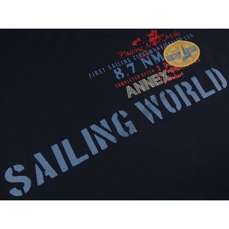 2XL méretű A.Sailing sötétkék extra nagyméretű férfi rövid ujjú póló nyomott felirattal, 100% prémium pamutból. Rendeljen kényelemesen, gyors szállítással!2