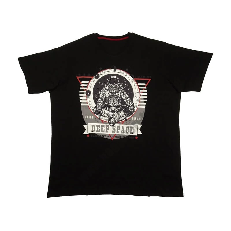 Nagy 2XL-6XL méretű A.Space fekete férfi rövid ujjú póló divatos felirattal. Prémium minőségű 100% pamutból. Rendeljen online vagy jöjjön el hozzánk személyesen üzletünkbe!1