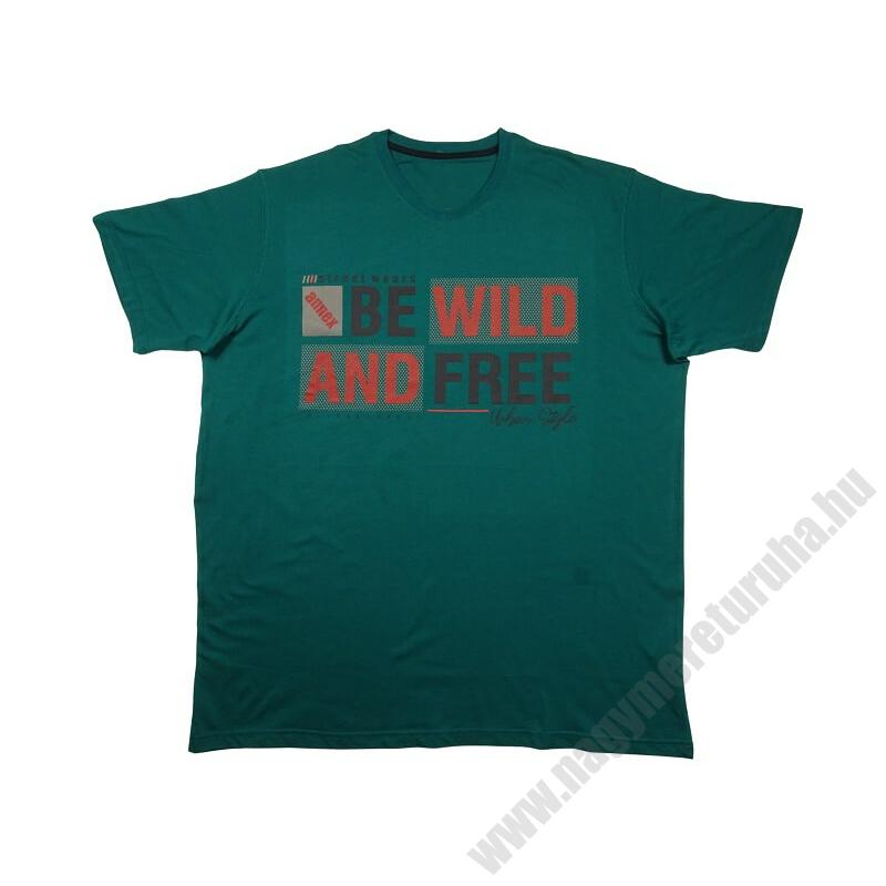2XL nagyméretű A.Wild zöld férfi rövid ujjú póló nyomott felirattal, 100% prémium pamutból. Rendeljen kényelemesen, gyors szállítással!1