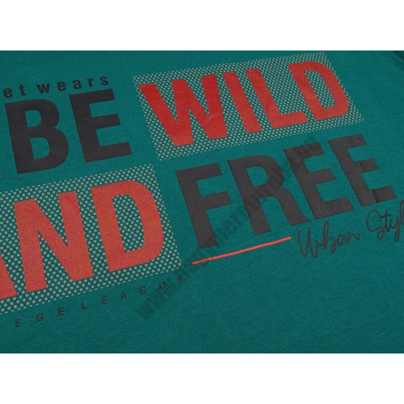 2XL nagyméretű A.Wild zöld férfi rövid ujjú póló nyomott felirattal, 100% prémium pamutból. Rendeljen kényelemesen, gyors szállítással!2