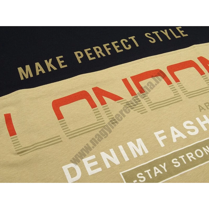 Divatos nagy 2XL-6XL méretű A.London bézs férfi rövid ujjú póló nyomott felirattal, 100% prémium pamutból. Rendeljen kényelemesen, gyors szállítással vagy jöjjön el hozzánk személyesen üzletünkbe!2
