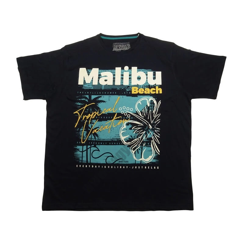 Nagy 2XL-6XL méretű A.Malibu sötétkék színű,férfi rövid ujjú póló divatos felirattal. Prémium minőségű 100% pamutból. Rendeljen online vagy jöjjön el hozzánk személyesen üzletünkbe!1