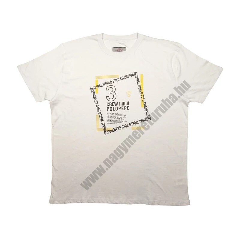 Férfi nagy 3XL,4XL,5XL,6XL méretű P.Champion fehér rövid ujjú póló, divatos nyomott felirattal, 100% prémium pamutból. Rendeljen kényelemesen, gyors szállítással vagy jöjjön el hozzánk személyesen üzletünkbe!1