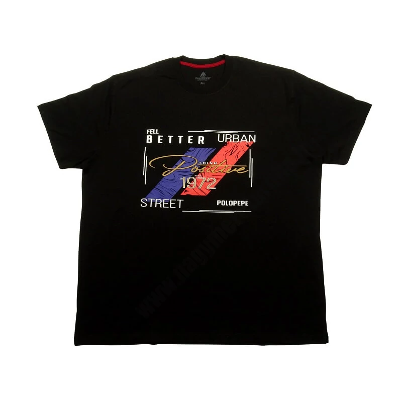 Férfi 3XL,4XL,5XL,6XL-nagy méretű póló fekete színben, inspiráló színes mintával és felirattal. 100% prémium minőségű pamutból. Rendeljen online, pár kattintással vagy jöjjön el hozzánk személyesen!1