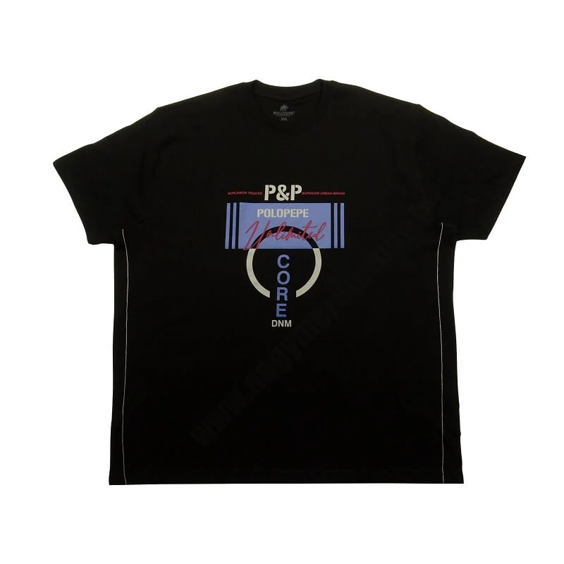 Nyári 3XL,4XL,5XL,6XL-nagyméretű férfi póló. Fekete színű, színes nyomott mintás és feliratos. 100% prémium minőségű pamutból. Rendeljen online, pár kattintással vagy jöjjön el hozzánk személyesen!1