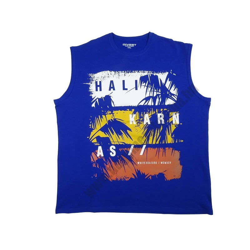 2XL-7XL D.Hali királykék nagyméretű férfi ujjatlan póló prémium minőségű rugalmas pamut anyagból.Rendeljen kényelemesen, gyors szállítással!1