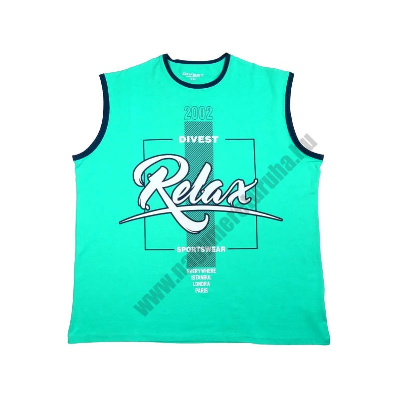2XL-7XL D.Relax türkizkék nagyméretű férfi ujjatlan póló prémium minőségű rugalmas pamut anyagból.Rendeljen kényelemesen, gyors szállítással!1