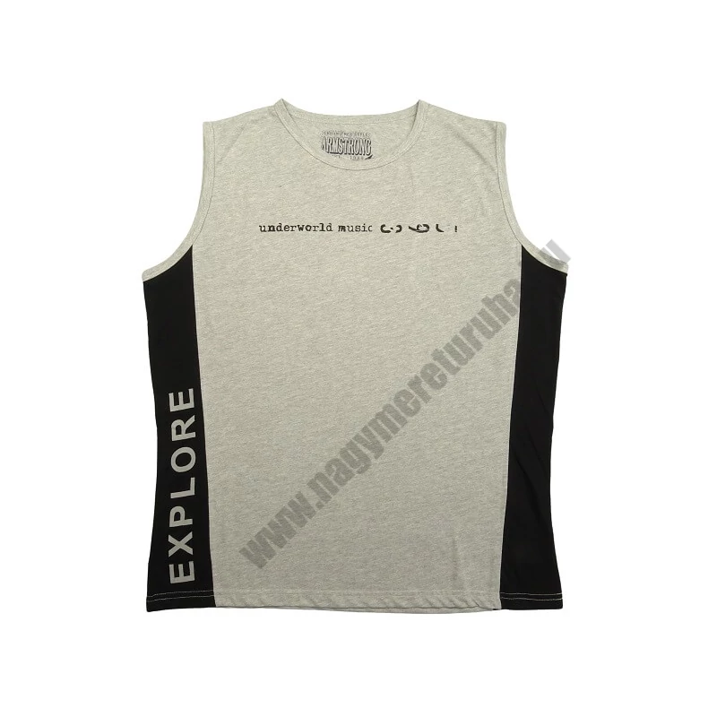 2XL,3XL,4XL,5XL,6XL A.Music szürke nagyméretű férfi ujjatlan póló 100% prémium pamutból. Rendeljen kényelemesen, gyors szállítással!1