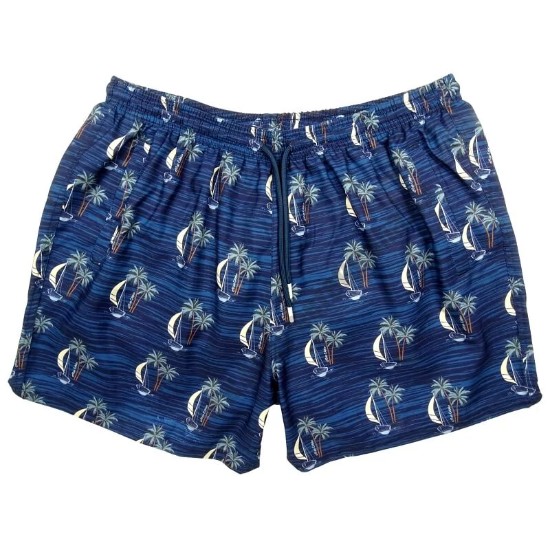 Divatos férfi 2XL-6XL nagyméretű MC.Hawaii mintás, kék színű fürdőnadrág, cipzáras zsebekkel. Rendeljen online, gyors szállítással vagy látogasson el hozzánk üzletünkbe!