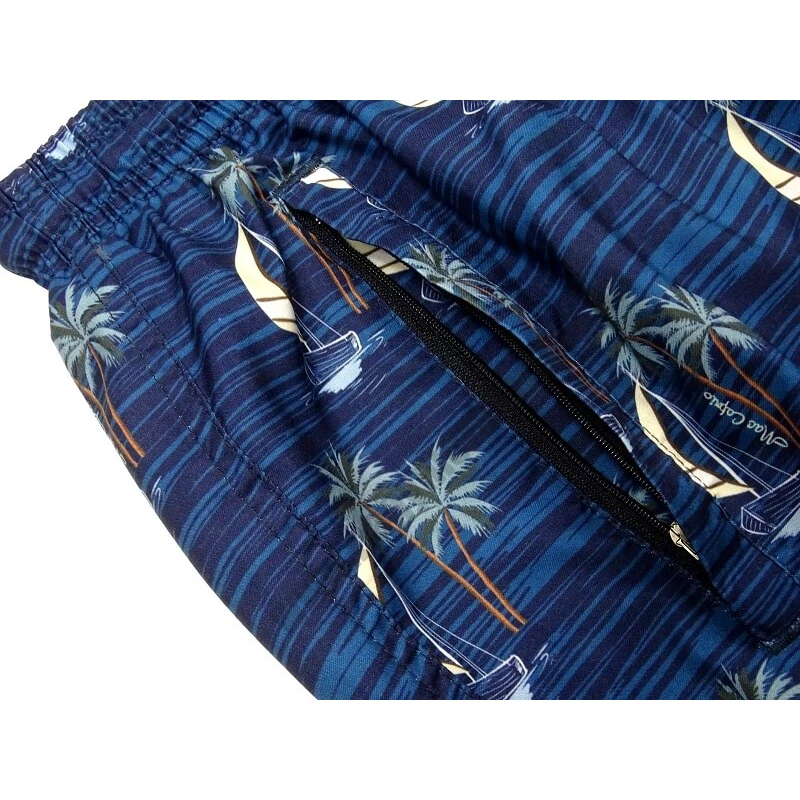 Divatos férfi 2XL-6XL nagyméretű MC.Hawaii mintás, kék színű fürdőnadrág, cipzáras zsebekkel. Rendeljen online, gyors szállítással vagy látogasson el hozzánk üzletünkbe!2