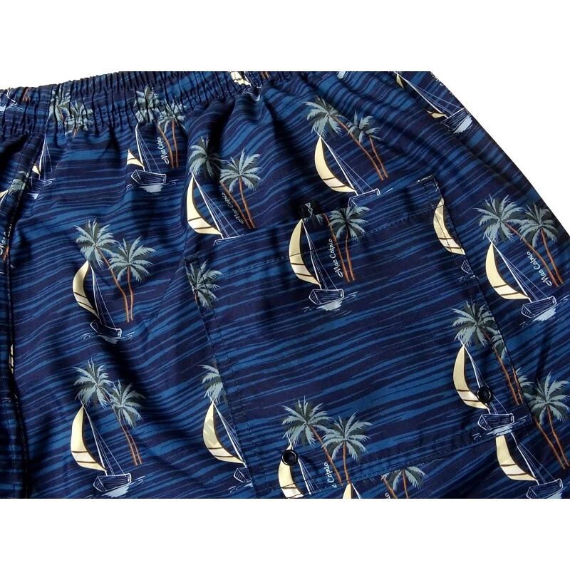 Divatos férfi 2XL-6XL nagyméretű MC.Hawaii mintás, kék színű fürdőnadrág, cipzáras zsebekkel. Rendeljen online, gyors szállítással vagy látogasson el hozzánk üzletünkbe!3