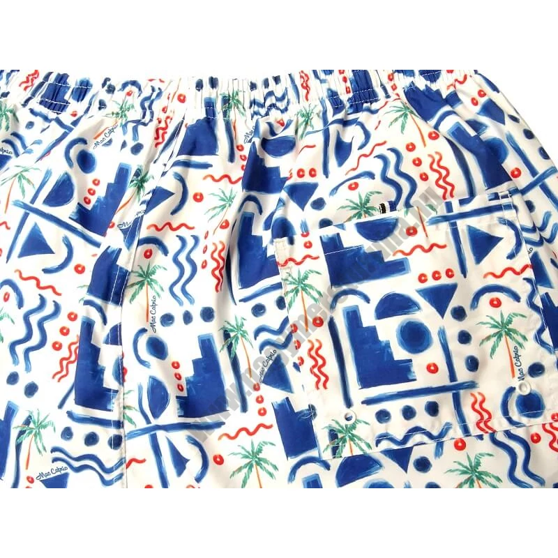 Divatos férfi 2XL-6XL nagyméretű MC.Santorini fehér fürdőnadrág, cipzáras zsebekkel. Rendeljen online, gyors szállítással vagy látogasson el hozzánk üzletünkbe!3