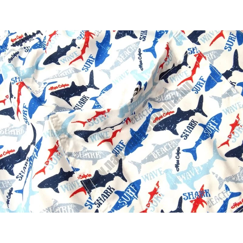 Extra nagyméretű férfi fürdőnadrág Shark 5XL fehér