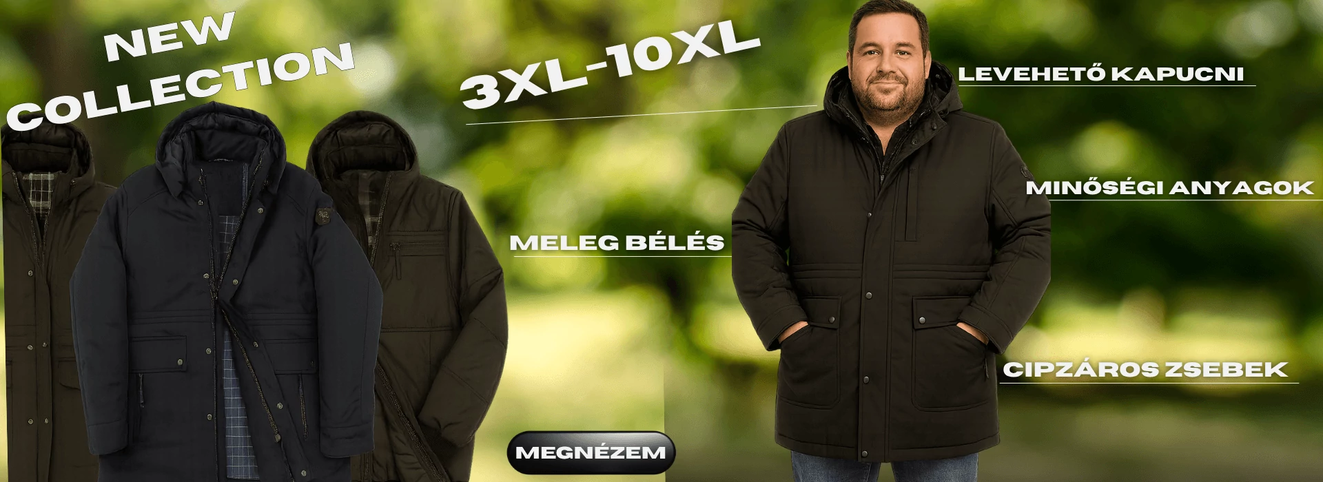Férfi nagyméretű téli kabátok a mindennapokra